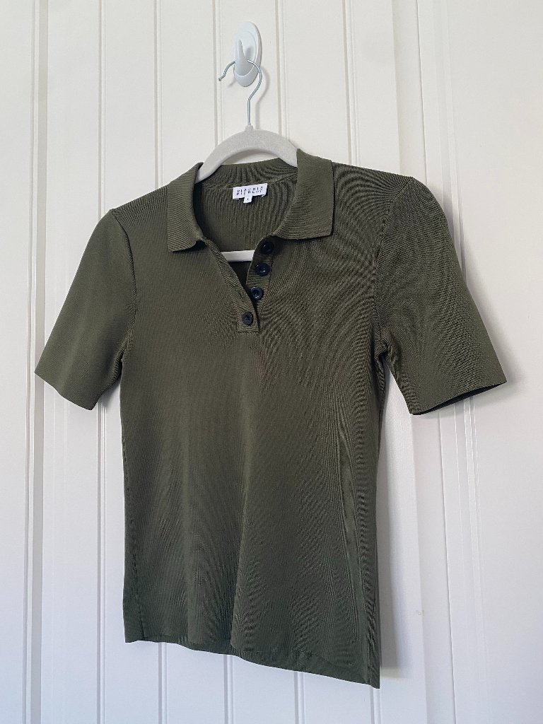 Claudie Pierlot | Fitted Polo-Collar Top In Military